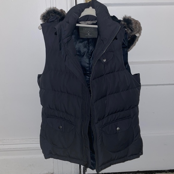 Athleta Jackets & Coats Athlete Vest With Fur Hood Poshmark